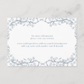 Romantische Chinoiserie Antiek Franse Blauwe Huwel Informatiekaartje (Achterkant)