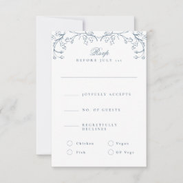 Romantische Chinoiserie Antiek Franse Blauwe Huwel RSVP Kaartje