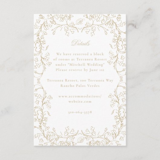 Romantische Chinoiserie Antiek Franse gouden bruil Informatiekaartje (Voorkant)