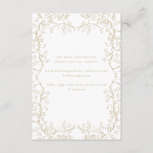 Romantische Chinoiserie Antiek Franse gouden bruil Informatiekaartje (Achterkant)