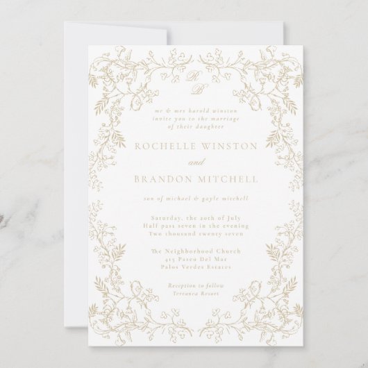 Romantische Chinoiserie Antiek Franse gouden bruil Kaart (Voorkant)