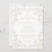 Romantische Chinoiserie Antiek Franse gouden bruil Kaart (Voorkant)