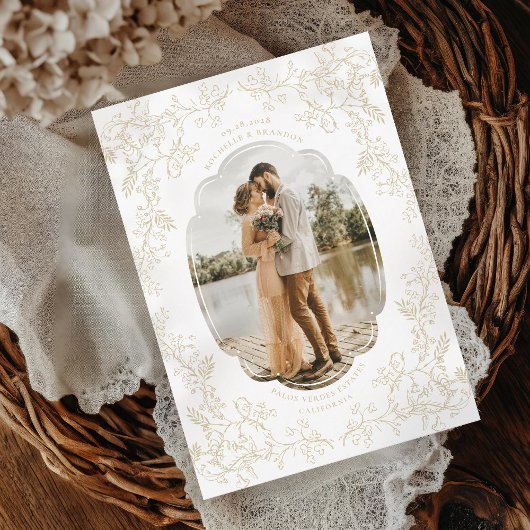 Romantische Chinoiserie Antiek Franse gouden foto Save The Date