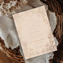 Romantische Chinoiserie Antiek Roos Gold Wedding Folie Uitnodiging