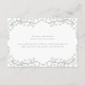Romantische Chinoiserie Antiek Sage Green Wedding Informatiekaartje (Achterkant)