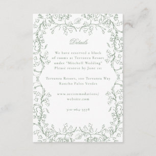 Romantische Chinoiserie Antiek Sage Green Wedding Informatiekaartje