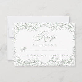 Romantische Chinoiserie Antiek Sage Green Wedding RSVP Kaartje