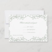 Romantische Chinoiserie Antiek Sage Green Wedding RSVP Kaartje (Achterkant)