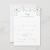 Romantische Chinoiserie Antiek Sage Green Wedding RSVP Kaartje (Voorkant)