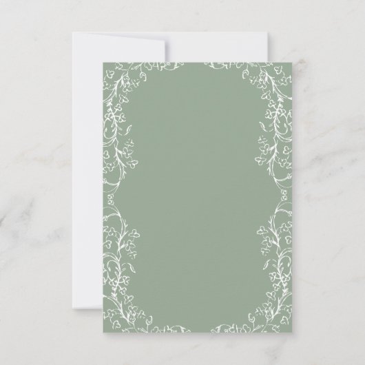 Romantische Chinoiserie Antiek Sage Green Wedding RSVP Kaartje (Achterkant)