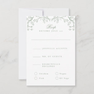 Romantische Chinoiserie Antiek Sage Green Wedding RSVP Kaartje