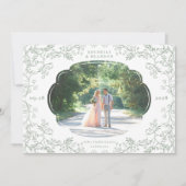 Romantische Chinoiserie Antieke Saliegroen Foto Save The Date (Voorkant)