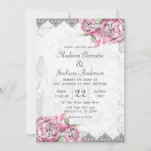 Romantische Chique Pioen Bloemen Bruiloft Uitnodig Kaart (Voorkant)