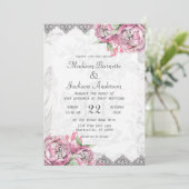 Romantische Chique Pioen Bloemen Bruiloft Uitnodig Kaart (Staand voorkant)