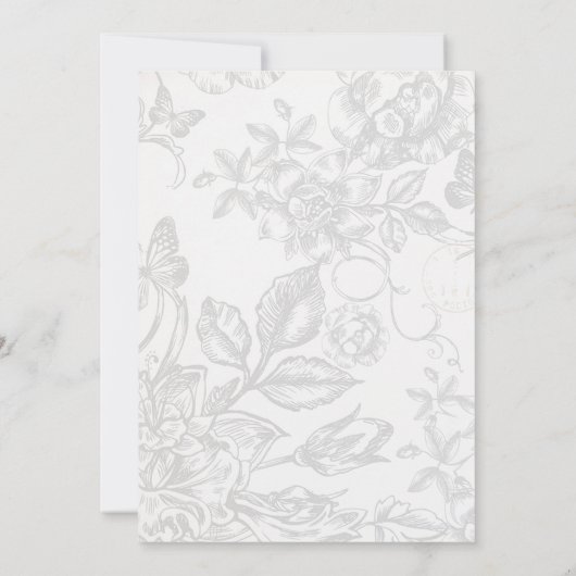 Romantische Chique Pioen Bloemen Bruiloft Uitnodig Kaart (Achterkant)