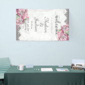 Romantische Chique Pioen Bloemen & Kant Bruiloft W Spandoek (Beurs)