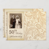 Romantische, chique uitnodigingskaarten voor 50-ja kaart (Voorkant / Achterkant)