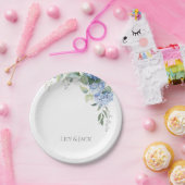 Romantische chique witte bloemenhortensia bruiloft papieren bordje (Feest)