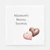 Romantische Chocolade Aardbei Harten Bruids Shower Servet (Voorkant)