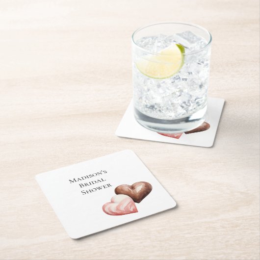 Romantische Chocolade Aardbei Harten Bruidsdouche Kartonnen Onderzetters (Insitu)