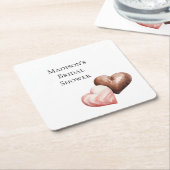 Romantische Chocolade Aardbei Harten Bruidsdouche Kartonnen Onderzetters (Schuin)