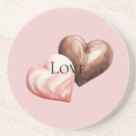 Romantische chocolade aardbeien harten zandsteen onderzetter