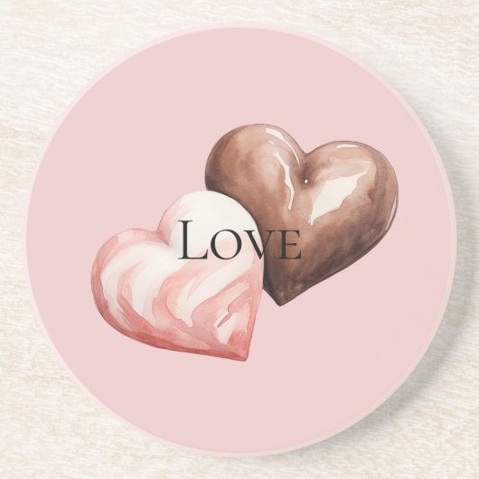 Romantische chocolade aardbeien harten zandsteen onderzetter (Voorkant)