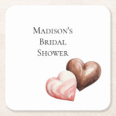 Romantische chocolade Strawberry Hearts Vrijgezell Kartonnen Onderzetters (Voorkant)