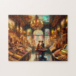 Romantische Chocoladewinkel Scene van een Parijse Legpuzzel