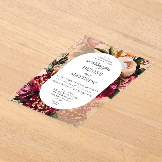 Romantische chrysant acryl uitnodigingen (Laagn)