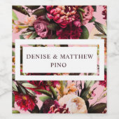 Romantische chrysant op amandelbloesem roze wijn etiket (Enkel label)