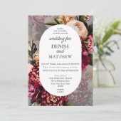 Romantische chrysant op gebeitelde stenen bruiloft kaart (Staand voorkant)