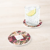 Romantische chrysant op ragfijne roze ondergrond zandsteen onderzetter (Zijkant)