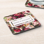 Romantische chrysant op roze herfstdraad bier onderzetter (Linkerzijde)