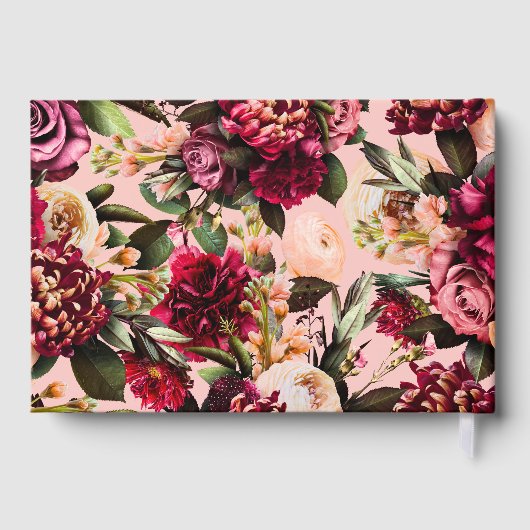 Romantische chrysant op roze herfstdraad gastenboek (Achterkant)