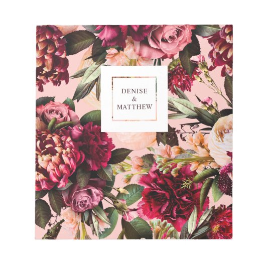 Romantische chrysant op roze herfstdraad notitieblok (Voorkant)