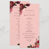 Romantische chrysant op roze herfstdraad programmakaart (Voorkant / Achterkant)