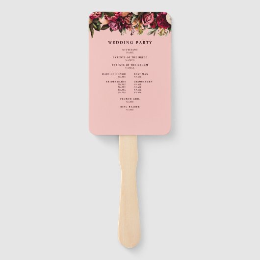 Romantische chrysant op roze herfstdraadspinrag handwaaier (Achterkant)