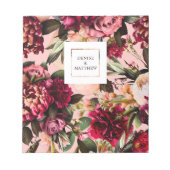 Romantische chrysant op roze herfstdraadspinrag notitieblok (Voorkant)