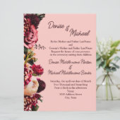 Romantische chrysant op roze ragfijne draden kaart (Staand voorkant)