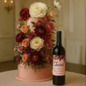 Romantische chrysant op roze ragfijne zijde wijn etiket