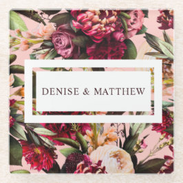 Romantische chrysant op roze spinnenwebzijde glazen onderzetter