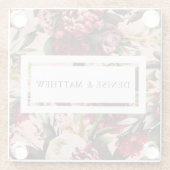 Romantische chrysant op roze spinnenwebzijde glazen onderzetter (Achterkant)