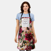 Romantische chrysant op roze spinnenwebzijde schort (Gedragen)