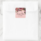 Romantische chrysant op roze spinnenwebzijde vierkante sticker (Tas)