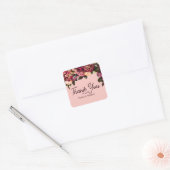 Romantische chrysant op roze spinnenwebzijde vierkante sticker (Envelop)
