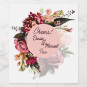 Romantische chrysant op roze spinnenwebzijde wijn etiket (Enkel label)