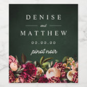 Romantische chrysant op smaragd wijn etiket (Enkel label)