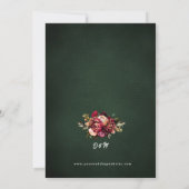 Romantische chrysant op smaragdgroene bruiloft kaart (Achterkant)