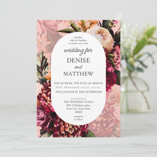 Romantische Chrysanthemum op amandel Gossamer Pink Kaart (Staand voorkant)